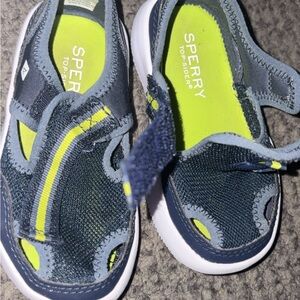 Sperry Kids Navy and Lime Water Shoes